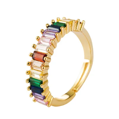 Fashion Wholesale Rainbow Color Square Cubic Zirconia Rings Simple Adjustable Multi Color Crystal CZ Rings
Fashion Wholesale Rainbow Color Square Cubic Zirconia Rings Simple Adjustable Multi Color Crystal CZ Rings