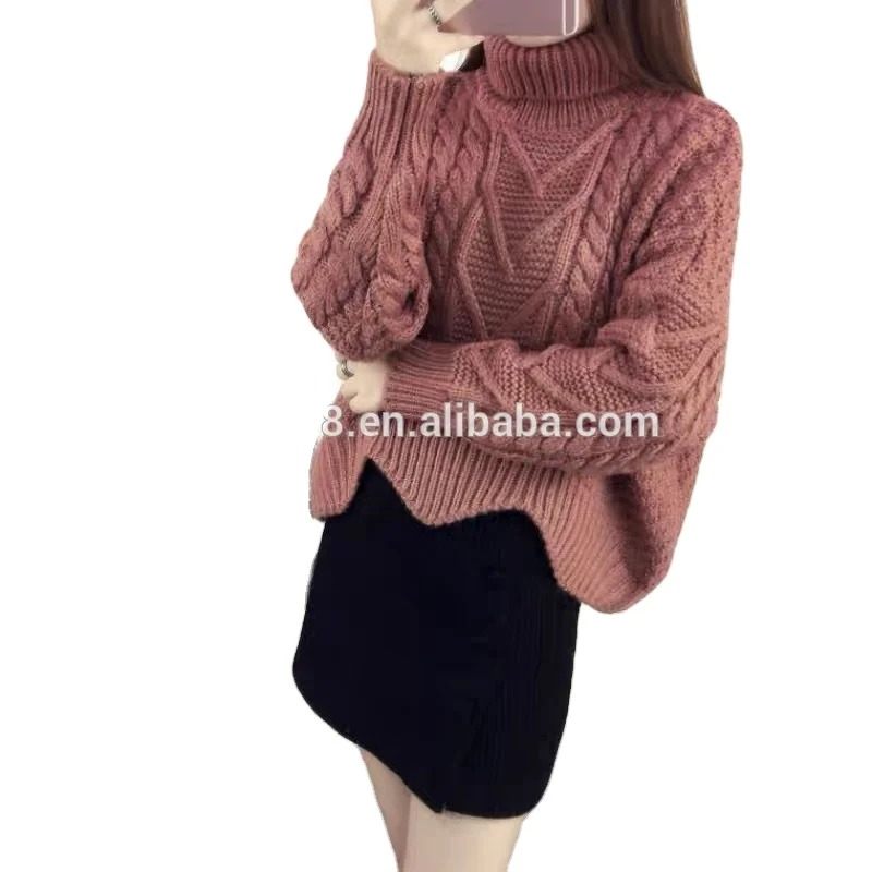 Wholesale winter ladies pure color high collar long sleeve women pullover knitted cashmere sweater
Wholesale winter ladies pure color high collar long sleeve women pullover knitted cashmere sweater