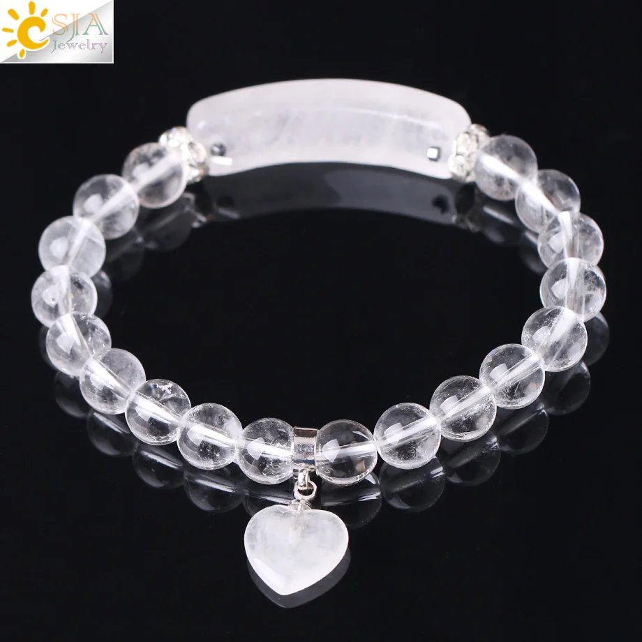 CSJA reiki natural white clear quartz crystal stone girl bracelet love heart fashion charms for bangles bracelets jewelry F277
CSJA reiki natural white clear quartz crystal stone girl bracelet love heart fashion charms for bangles bracelets jewelry F277