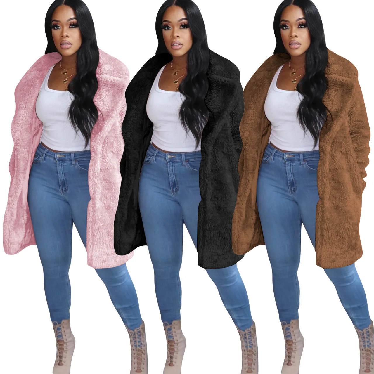 X1062 Winter Solid Coat Female's Heavy Woolen Cloth Lapel Collar Long Sleeve Loose Wool Coating Streetwear Fur Coats For Woman
X1062 Winter Solid Coat Female's Heavy Woolen Cloth Lapel Collar Long Sleeve Loose Wool Coating Streetwear Fur Coats For Woman