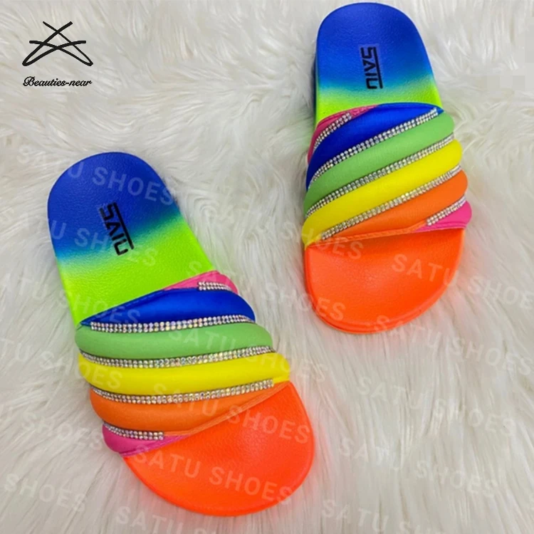 2020 New fashionable style Footwear Rhinestone slippers for women lady rainbow colorful slide sandal, Pink,black,multicolor
2020 New fashionable style Footwear Rhinestone slippers for women lady rainbow colorful slide sandal, Pink,black,multicolor