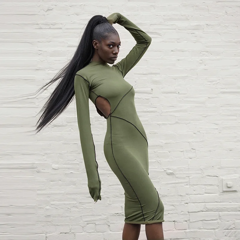 JINHUA KUIYIN Fashion Autumn New Solid Color Line Half High Collar Long Sleeve Long Dress
JINHUA KUIYIN Fashion Autumn New Solid Color Line Half High Collar Long Sleeve Long Dress