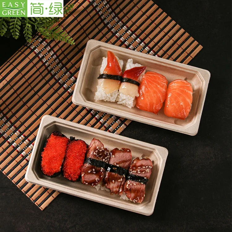 Easy Green Wholesale Disposable Food Packaging Sugar Cane Pulp Biodegradable Sushi Tray Bagasse With Lid, Natural color
Easy Green Wholesale Disposable Food Packaging Sugar Cane Pulp Biodegradable Sushi Tray Bagasse With Lid, Natural color
