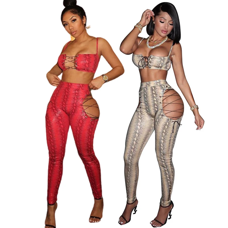 2021 Sexy Women Hollow Out Two Piece Pants Set Lace Up Crop Top 2 Piece Set Women Club Wear for Ladies
2021 Sexy Women Hollow Out Two Piece Pants Set Lace Up Crop Top 2 Piece Set Women Club Wear for Ladies