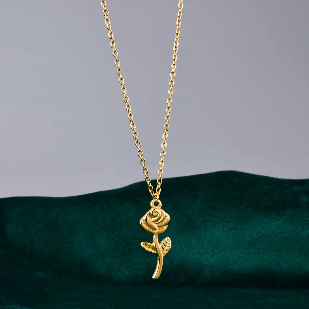 Newest Arrival 18K Gold Plated Titanium Steel Rose Flower Necklaces 316L Stainless Steel Rose Pendant Necklaces
Newest Arrival 18K Gold Plated Titanium Steel Rose Flower Necklaces 316L Stainless Steel Rose Pendant Necklaces