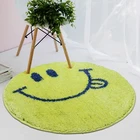 Round smiling face living room floor mat non-woven spray latex backing Non-slip bath mat