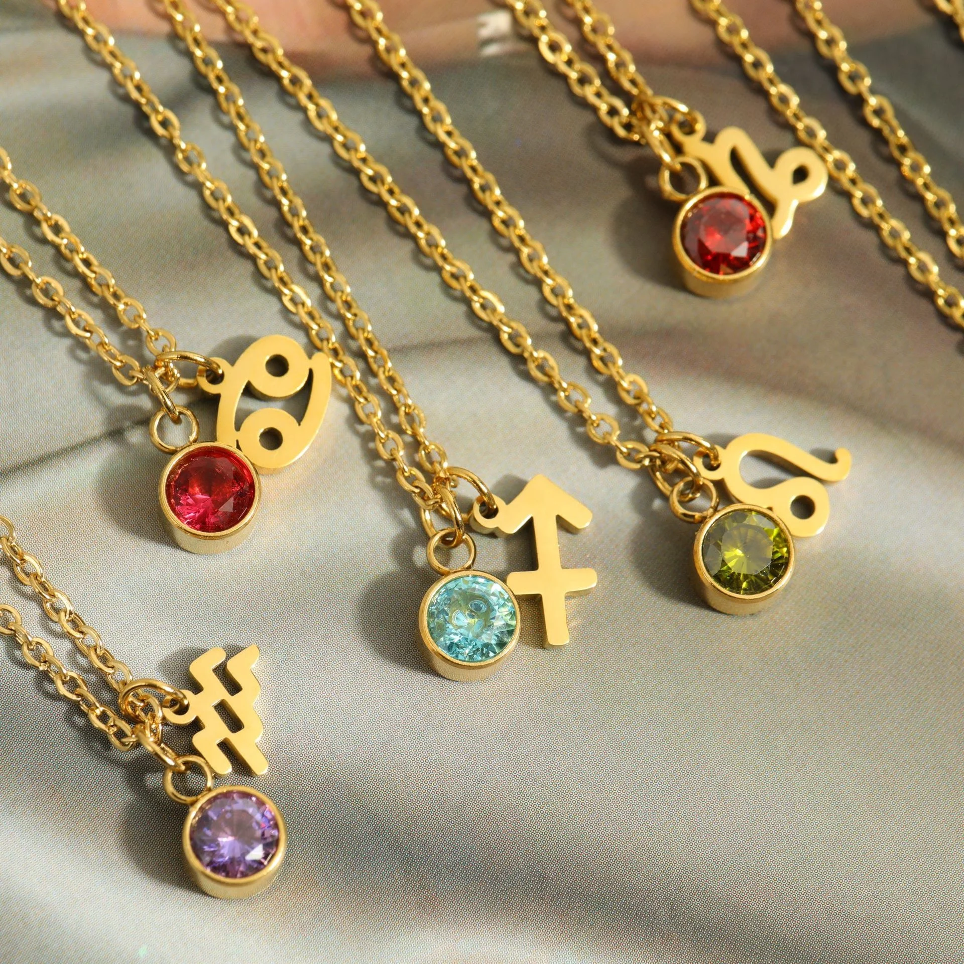 New Stainless Steel 12 Horoscope Zodiac Sign Pendant Birthstone Necklace Colorful Constellations Gemstone Birthday Gift Jewelry
New Stainless Steel 12 Horoscope Zodiac Sign Pendant Birthstone Necklace Colorful Constellations Gemstone Birthday Gift Jewelry