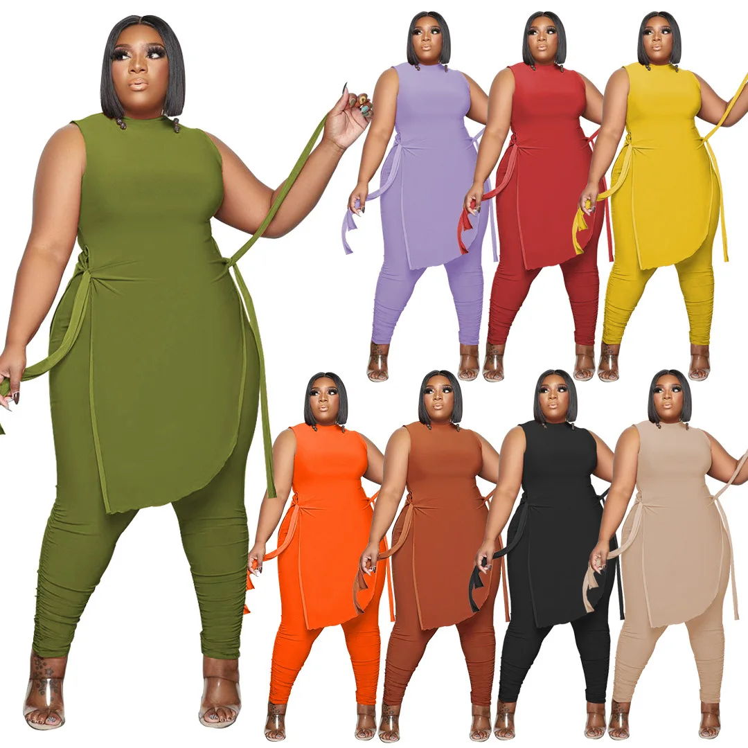 High Quality 4xl Plus Size Solid Color Sleeveless Women Irregular Two Piece Pants Set Woman Spring Women Suit, As picture or customized make
High Quality 4xl Plus Size Solid Color Sleeveless Women Irregular Two Piece Pants Set Woman Spring Women Suit, As picture or customized make