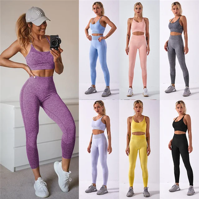 2021 new seamless yoga wear high waist sports trousers fitness bra women's sports suit, Picture color
2021 new seamless yoga wear high waist sports trousers fitness bra women's sports suit, Picture color