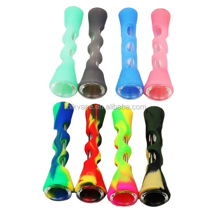 Hand Tobacco Silicone Smoking Pipe Glass Bowl Cap Free Silicone Rubber Smoking Pipe