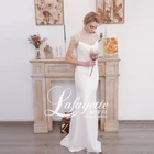 2020 new style fishtail silk fabric hand sewn pearl trail ceremony wedding dress
