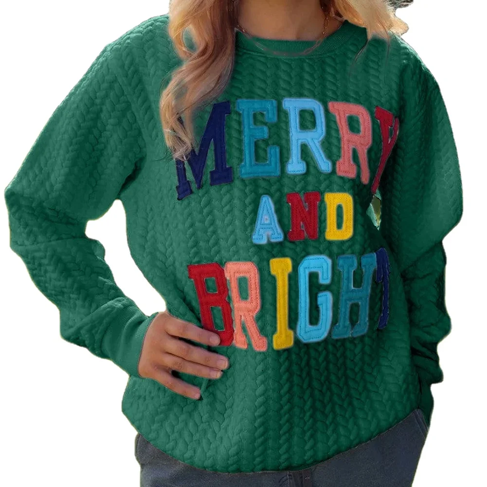new design Christmas fashion Pullover crewneck Sweatshirt Knitted Printed Letter long sleeve quilted sweater women's clothing
new design Christmas fashion Pullover crewneck Sweatshirt Knitted Printed Letter long sleeve quilted sweater women's clothing