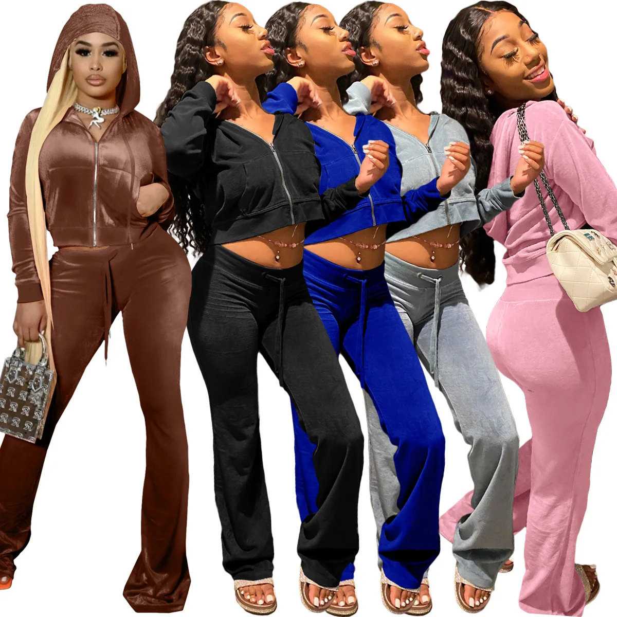 Velvet Tracksuit Crop Top And Flared Trousers Fall Clothing Clothes Women Two 2 Piece Sweatpants And Hoodie Set Velour Tracksuit
Velvet Tracksuit Crop Top And Flared Trousers Fall Clothing Clothes Women Two 2 Piece Sweatpants And Hoodie Set Velour Tracksuit
