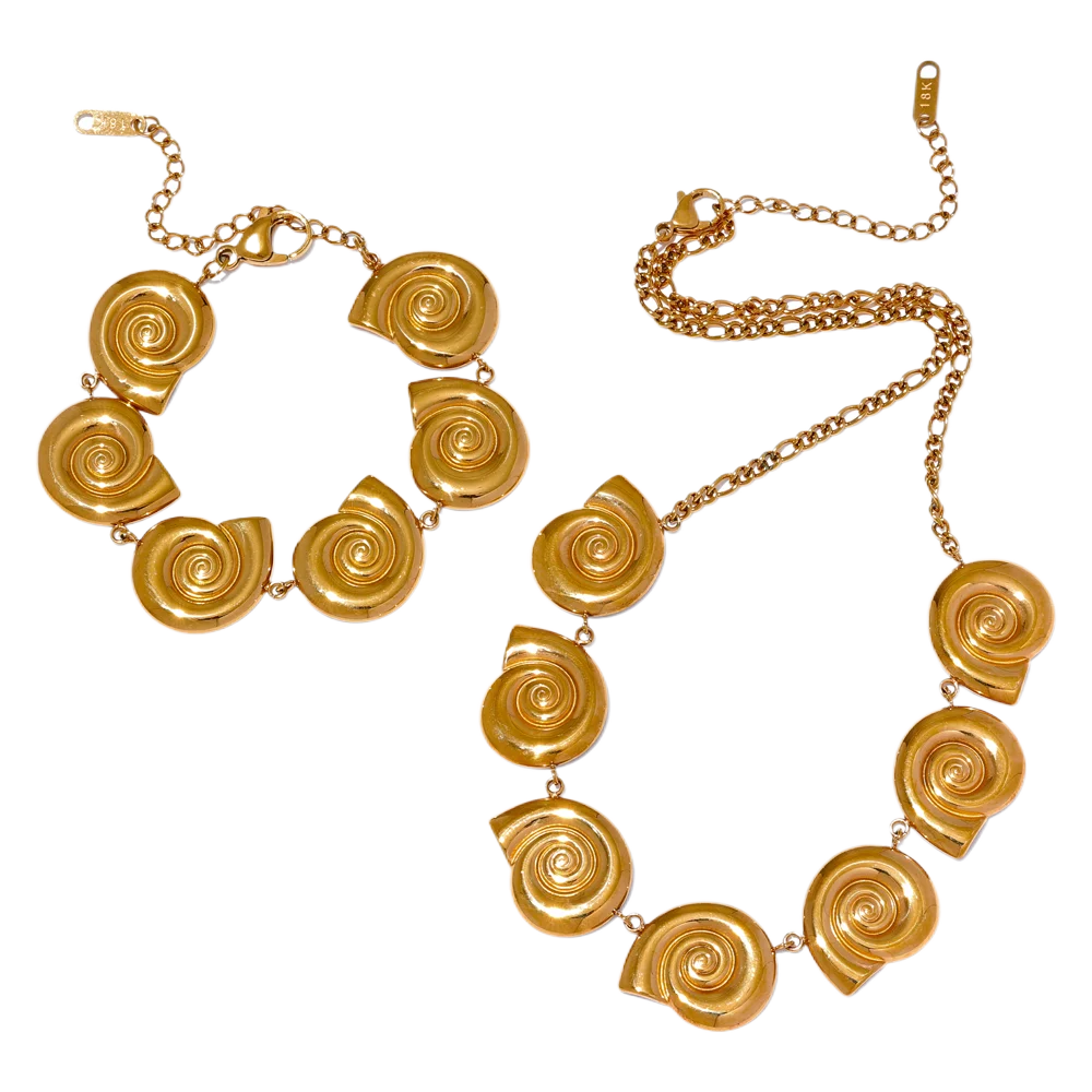 JINYOU 2733 Stainless Steel Shell Chain Drop Necklace Bracelet 18K Gold Texture Waterproof Stylish Party Holiday Jewelry Set
JINYOU 2733 Stainless Steel Shell Chain Drop Necklace Bracelet 18K Gold Texture Waterproof Stylish Party Holiday Jewelry Set