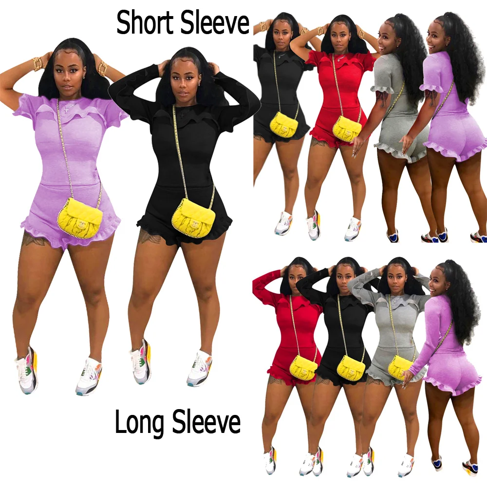 Summer Casual Solid Color Women 2 Pieces Outfits Ruffle Two Piece Set Pants Joggers Clothing For Womens Short Sets, Gray,black,purple,red
Summer Casual Solid Color Women 2 Pieces Outfits Ruffle Two Piece Set Pants Joggers Clothing For Womens Short Sets, Gray,black,purple,red