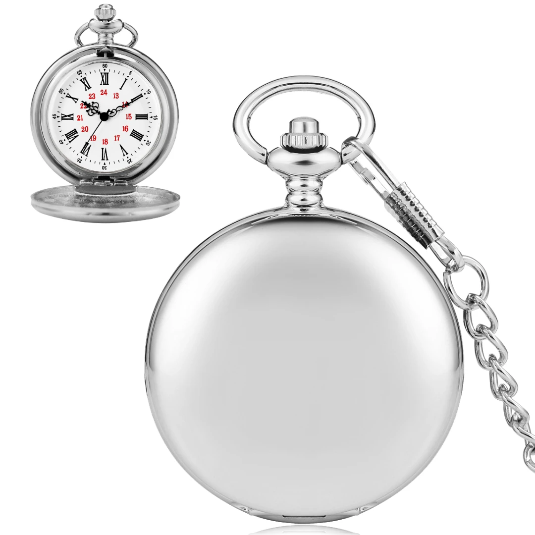 Factory Price Custom Logo Luxury Silver Smooth Quartz Pocket Watch With Chain
Factory Price Custom Logo Luxury Silver Smooth Quartz Pocket Watch With Chain