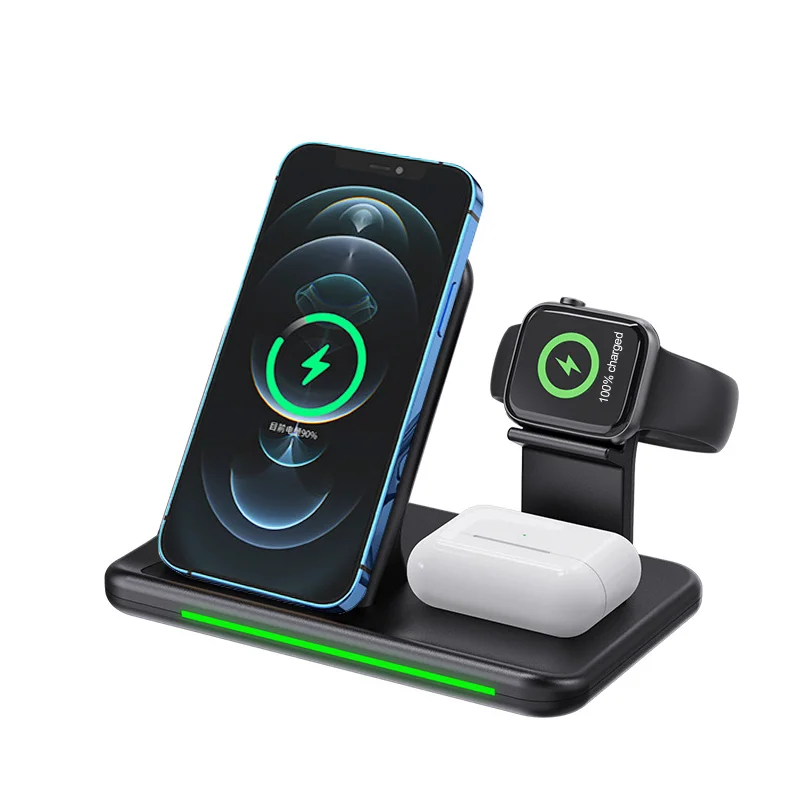 The new 15W wireless charger, watch, earphone, mobile phone three-in-one wireless charging base, 3 color
The new 15W wireless charger, watch, earphone, mobile phone three-in-one wireless charging base, 3 color