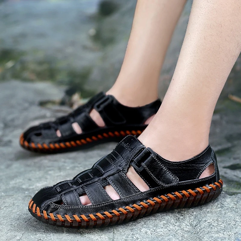 Beach Men Casual Shoes High Quality Genuine Leather Sandals New Summer Men Sandals 2020 Leisure The Men's Sandals Big size 38-47
Beach Men Casual Shoes High Quality Genuine Leather Sandals New Summer Men Sandals 2020 Leisure The Men's Sandals Big size 38-47