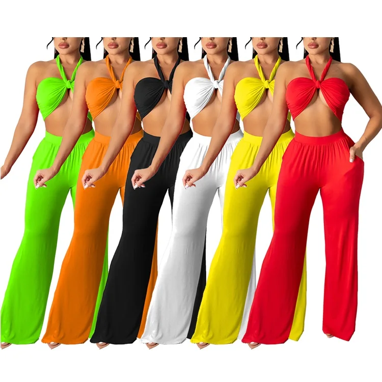2021 Fashion Ladies Street Clothes Sexy Crop Tops Flare Pants Summer Women 2 Piece Set
2021 Fashion Ladies Street Clothes Sexy Crop Tops Flare Pants Summer Women 2 Piece Set