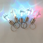 無料サンプルカスタム印刷ロゴプロモーションギフト 3D 電球形状キーリングミニ led 懐中電灯電球レインボー led 電球キーホルダー