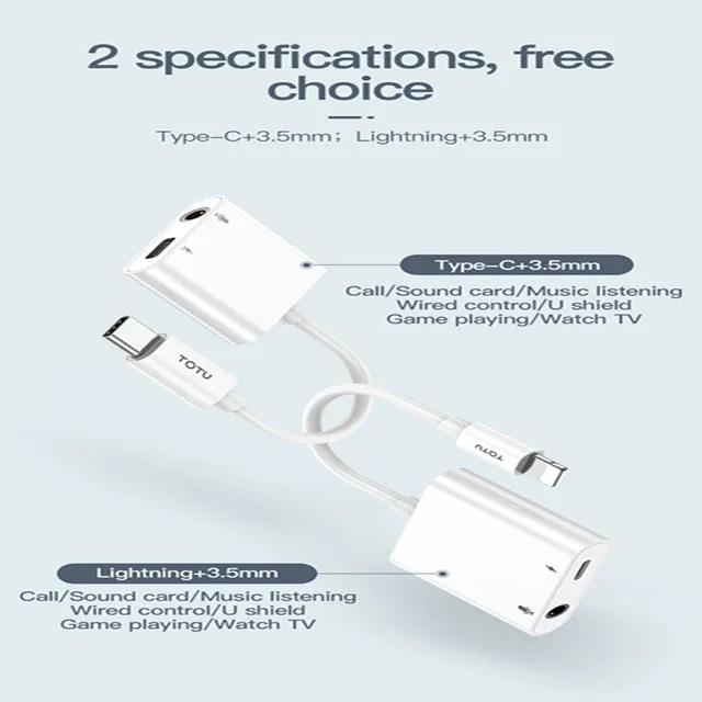 TOTU 2 IN 1 Double Jack Calling, Charging and music Audio Adapter For phone Headphone Earphone AUX Splitter Converter Adapter
TOTU 2 IN 1 Double Jack Calling, Charging and music Audio Adapter For phone Headphone Earphone AUX Splitter Converter Adapter
