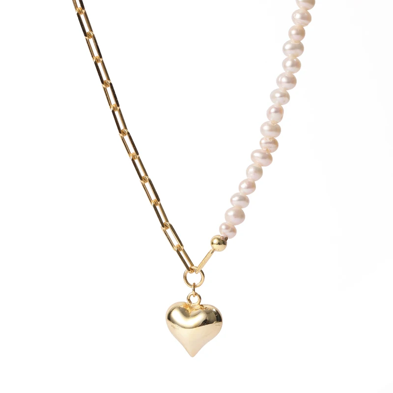 Women Fashion heart pendant necklace 925 Silver 18K Gold natural pearl choker necklace
Women Fashion heart pendant necklace 925 Silver 18K Gold natural pearl choker necklace