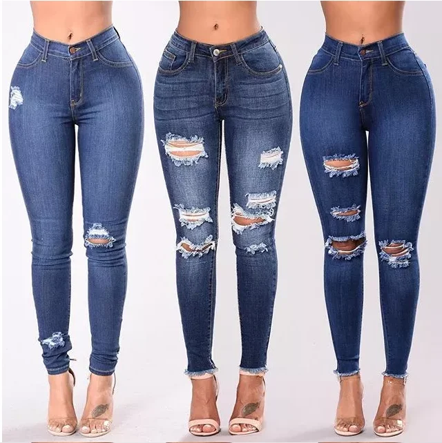 Women Distressed Denim Jeans Skinny Trousers Stretch Roll up Ripped Blue Jeans Pants for lady
Women Distressed Denim Jeans Skinny Trousers Stretch Roll up Ripped Blue Jeans Pants for lady