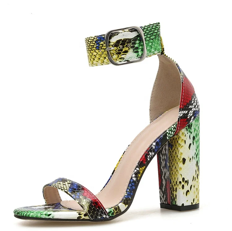 Colorful Snakeskin Women Sandals High Block Heels Pumps Single Band Ankle Buckles Shoes, Snakeksin
Colorful Snakeskin Women Sandals High Block Heels Pumps Single Band Ankle Buckles Shoes, Snakeksin