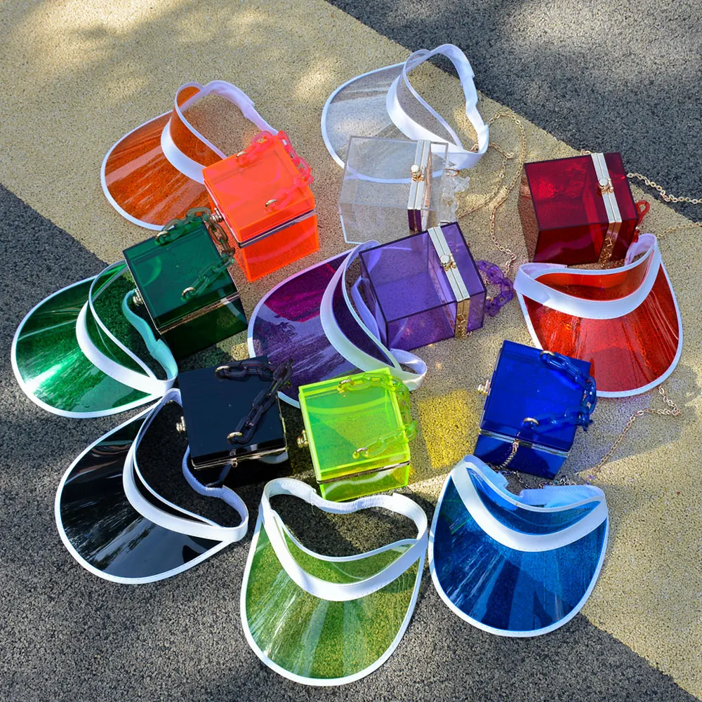 Wholesale Summer PVC Box Handbags Transparent Visor Hat and Jelly Bags Purse Set Match Women
Wholesale Summer PVC Box Handbags Transparent Visor Hat and Jelly Bags Purse Set Match Women