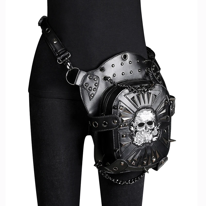 Retro Men Bag Woman Rivet Skull Punk PU Leather Shoulder Multifunction Waist Leg Bags, Black
Retro Men Bag Woman Rivet Skull Punk PU Leather Shoulder Multifunction Waist Leg Bags, Black