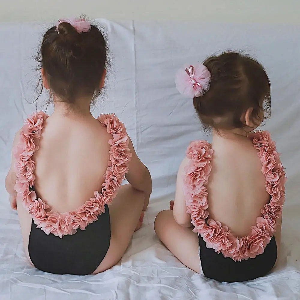 Hot selling backless stereo flowers one piece bikini kids girls swimwear, Black/white
Hot selling backless stereo flowers one piece bikini kids girls swimwear, Black/white