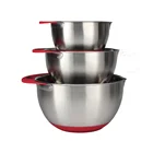 Premium Baking Mixing Bowls With Spout, Inner Measurement Marks and Thicker Stainless Steel 3 Pc Bowl Set
