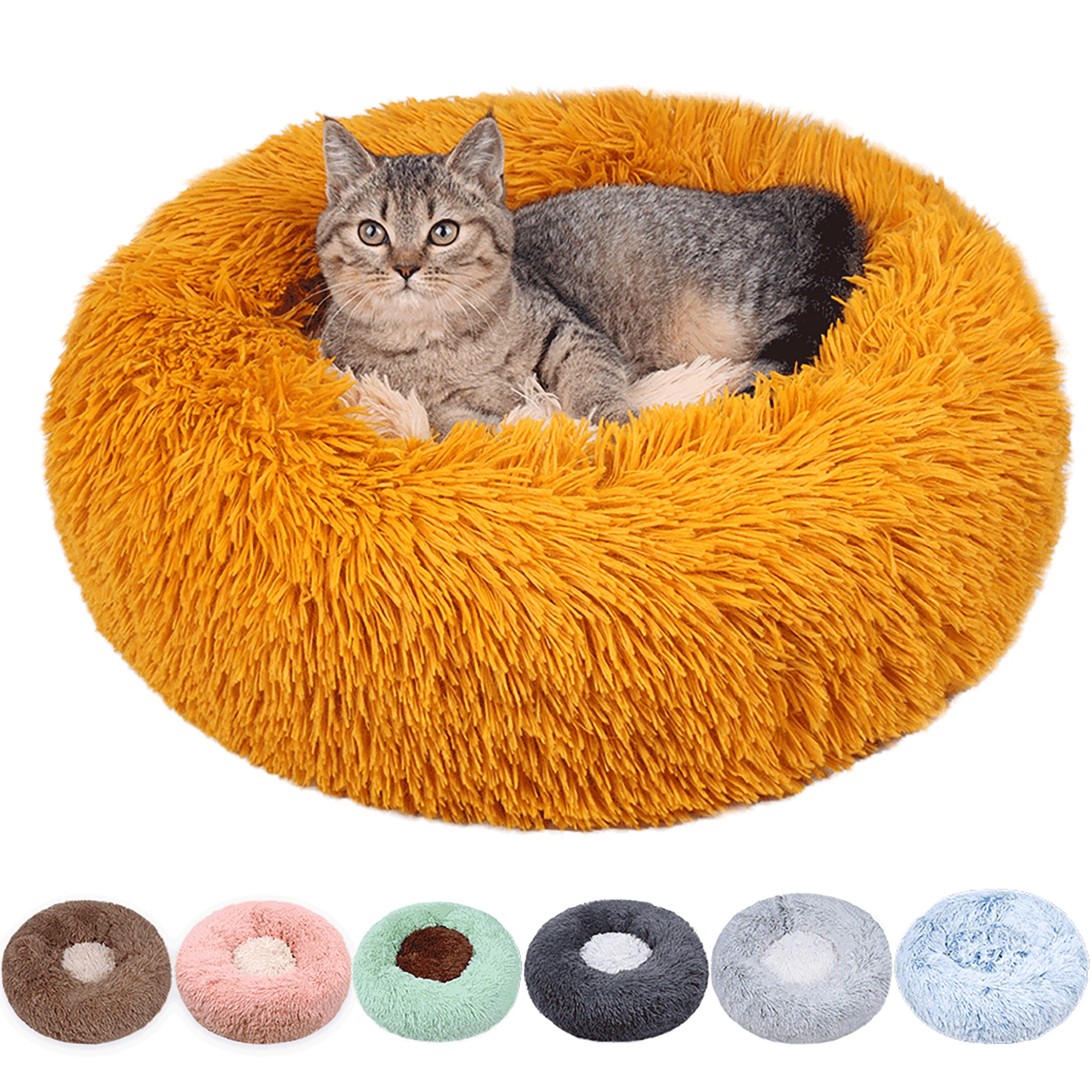 

Wholesale New Style Plush Pet Kennel For Deep Sleep Winter Donuts Warm Cat Kennel Bed, Picture shows