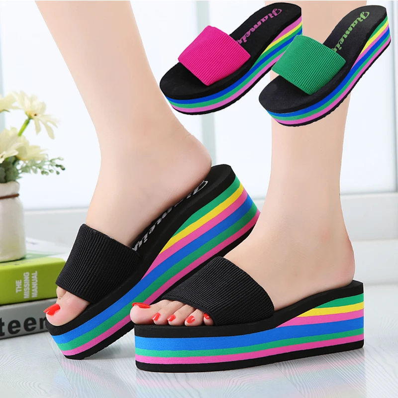 New Summer Wholesale rainbow eva High Heels Beach Women Slippers, Black,green,red
New Summer Wholesale rainbow eva High Heels Beach Women Slippers, Black,green,red