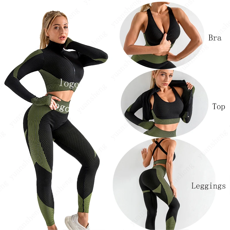 2021 High Elastic 3 Piece Gym Workout Clothing Yoga Set Jogging Women Sportswear High Impact Seamless 3 Pcs Fitness Yoga Suit, Customized colors
2021 High Elastic 3 Piece Gym Workout Clothing Yoga Set Jogging Women Sportswear High Impact Seamless 3 Pcs Fitness Yoga Suit, Customized colors