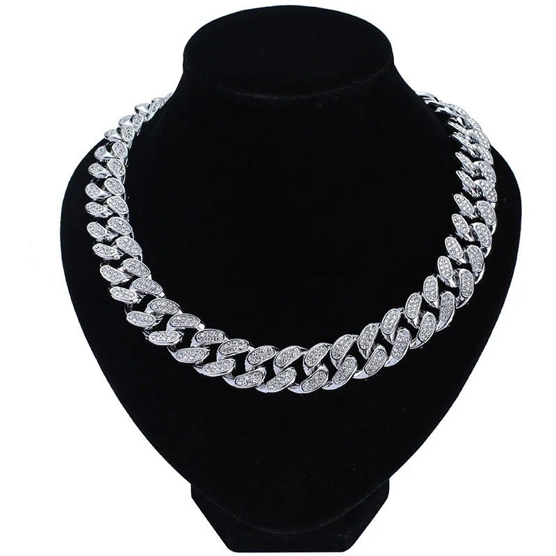 20-millimeter full diamond, mens gold chain Miami Cuban chain hip-hop rap necklace, 3 colors
20-millimeter full diamond, mens gold chain Miami Cuban chain hip-hop rap necklace, 3 colors