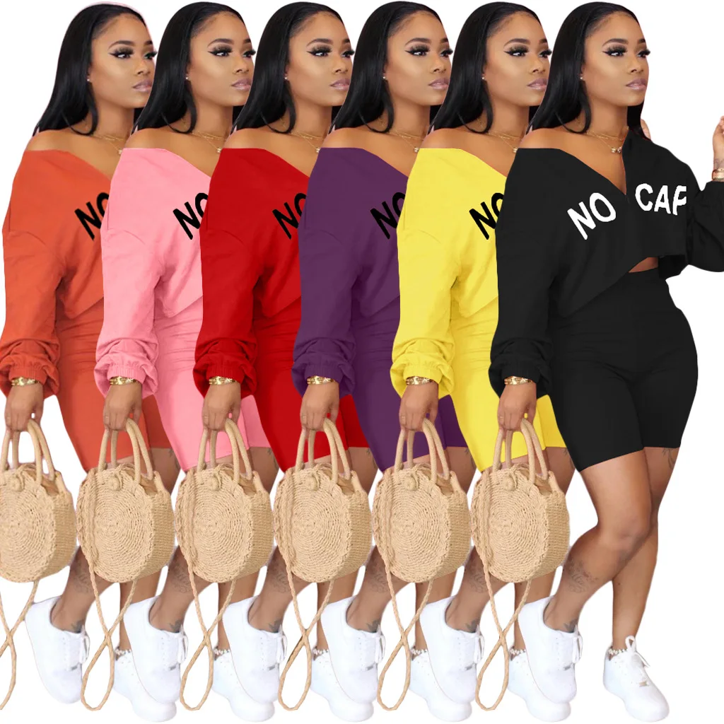 Wholesale Plus Size Hot Sale Casual Fashion Letter Print V Neck Tracksuit Outfit Crop Top Short 2 Two Piece Set Women Clothing, Picture color
Wholesale Plus Size Hot Sale Casual Fashion Letter Print V Neck Tracksuit Outfit Crop Top Short 2 Two Piece Set Women Clothing, Picture color