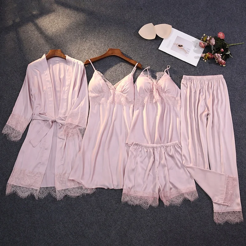 wholesale luxury silk satin robe sets Exquisite design women's home wear five-piece pajamas sleepwear, Red,pink,grey, black, champagne,
wholesale luxury silk satin robe sets Exquisite design women's home wear five-piece pajamas sleepwear, Red,pink,grey, black, champagne,