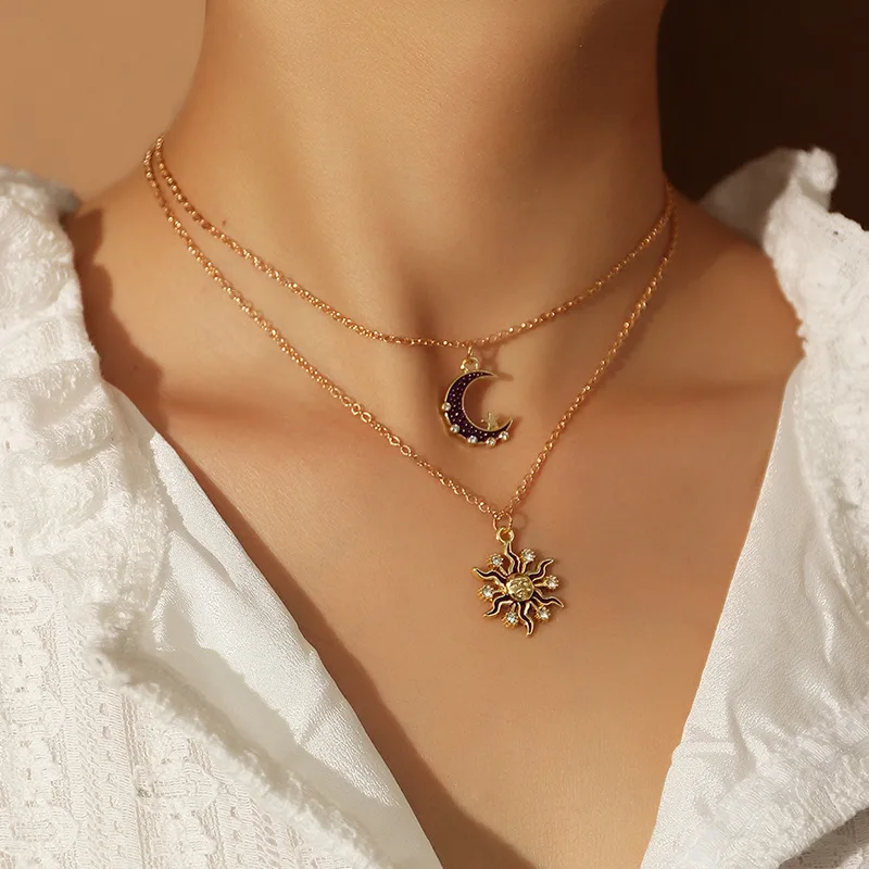 Artilady Moon Sun Pendant Gold Chain Diamond Crystal Necklace Jewelry Set Designs, More color can be customized
Artilady Moon Sun Pendant Gold Chain Diamond Crystal Necklace Jewelry Set Designs, More color can be customized