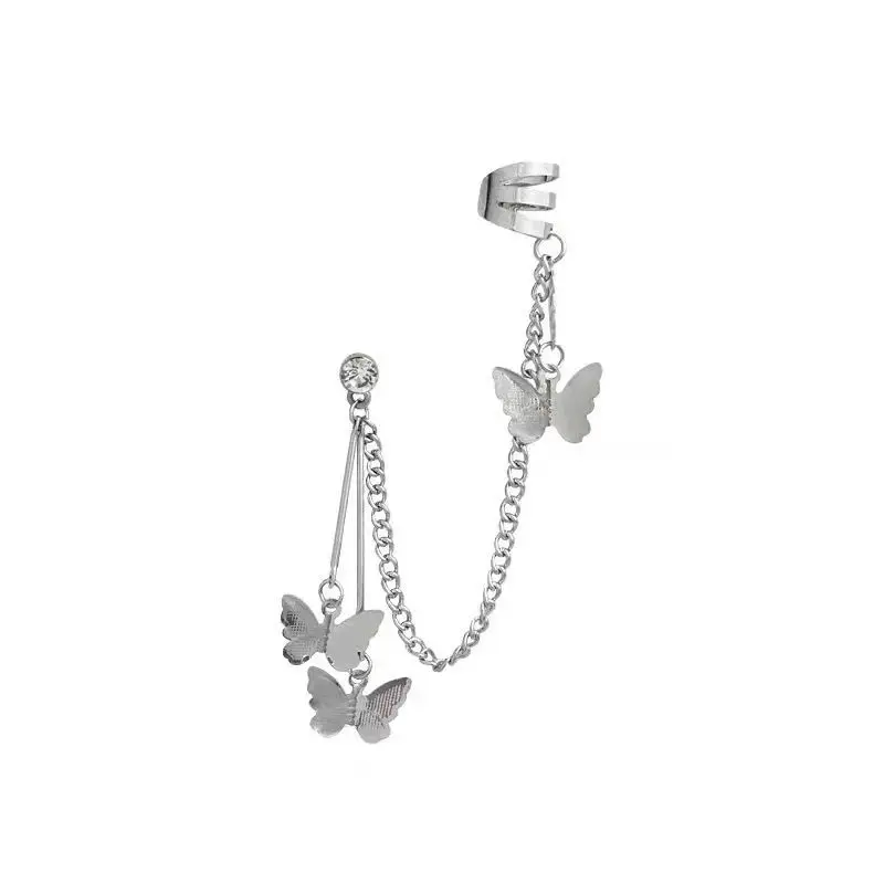 S925 silver needle Korean version Earbone clip Butterfly Earrings women's net red same ear clip chain, Silver color
S925 silver needle Korean version Earbone clip Butterfly Earrings women's net red same ear clip chain, Silver color