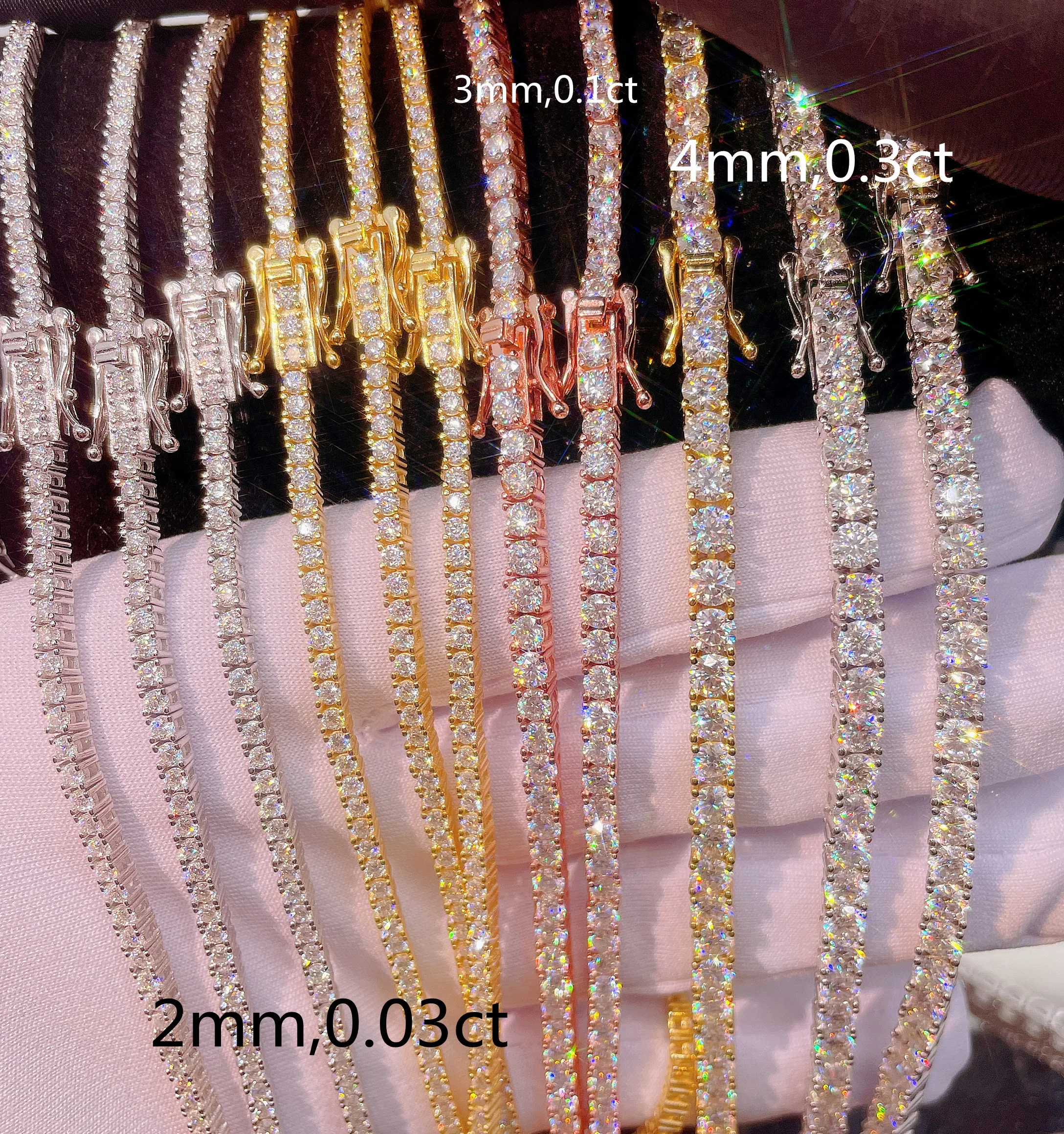 Wolesale 7''-9'' 18k Gold Plated Tennis Bracelet 0.3ct VVS Moissanite Tennis Chain
Wolesale 7''-9'' 18k Gold Plated Tennis Bracelet 0.3ct VVS Moissanite Tennis Chain