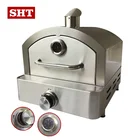 Kitchen Built-In Stainless Steel Bread Baking Burning Gas Pizza Oven with thermometer