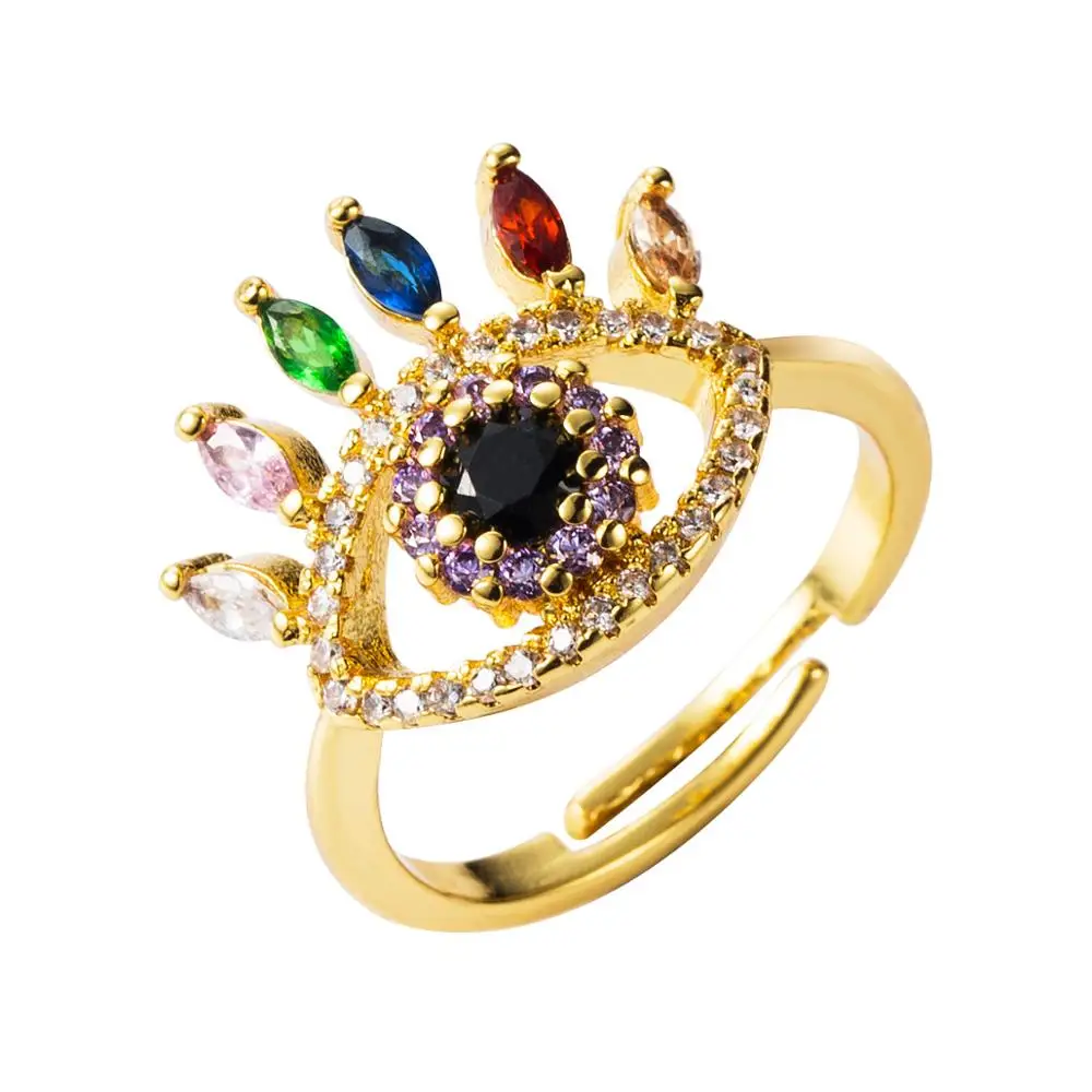 2020 European 18K Gold Rainbow Eyes Engagement Ring Inlay Colored Cubic Zirconia Evil Eyes Ring For Men Women
2020 European 18K Gold Rainbow Eyes Engagement Ring Inlay Colored Cubic Zirconia Evil Eyes Ring For Men Women