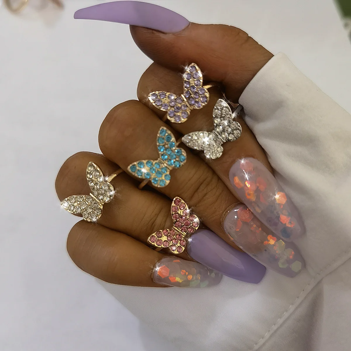 2021 Trendy 18k Real Gold Plated Butterfly Rings Bling Colorful Blue Rhinestone Crystal Butterfly Charm Rings For Women Jewelry
2021 Trendy 18k Real Gold Plated Butterfly Rings Bling Colorful Blue Rhinestone Crystal Butterfly Charm Rings For Women Jewelry