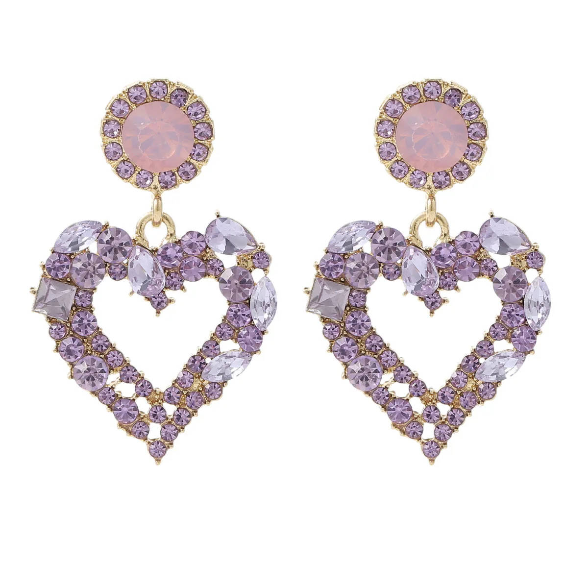 Women Fashion 18k Gold Plated Rhinestone Heart Shape Earrings Purple Crystal Heart Drop Earrings
Women Fashion 18k Gold Plated Rhinestone Heart Shape Earrings Purple Crystal Heart Drop Earrings