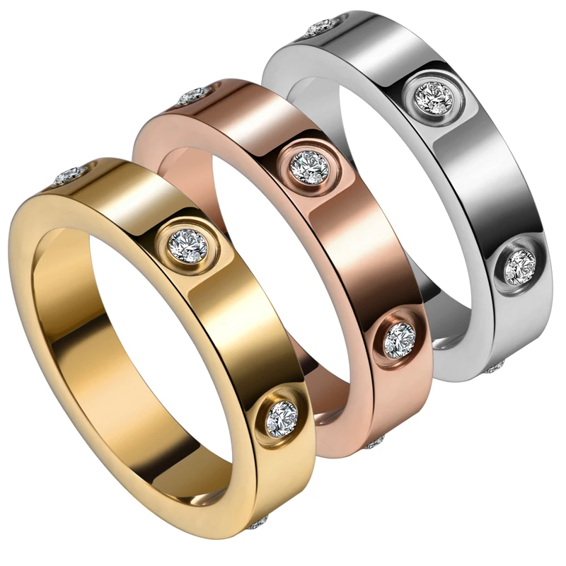 Luxury Rose Gold Love Titanium Steel Rings Women diamond ring engagement jewelry wedding for women/men diamond ring price
Luxury Rose Gold Love Titanium Steel Rings Women diamond ring engagement jewelry wedding for women/men diamond ring price