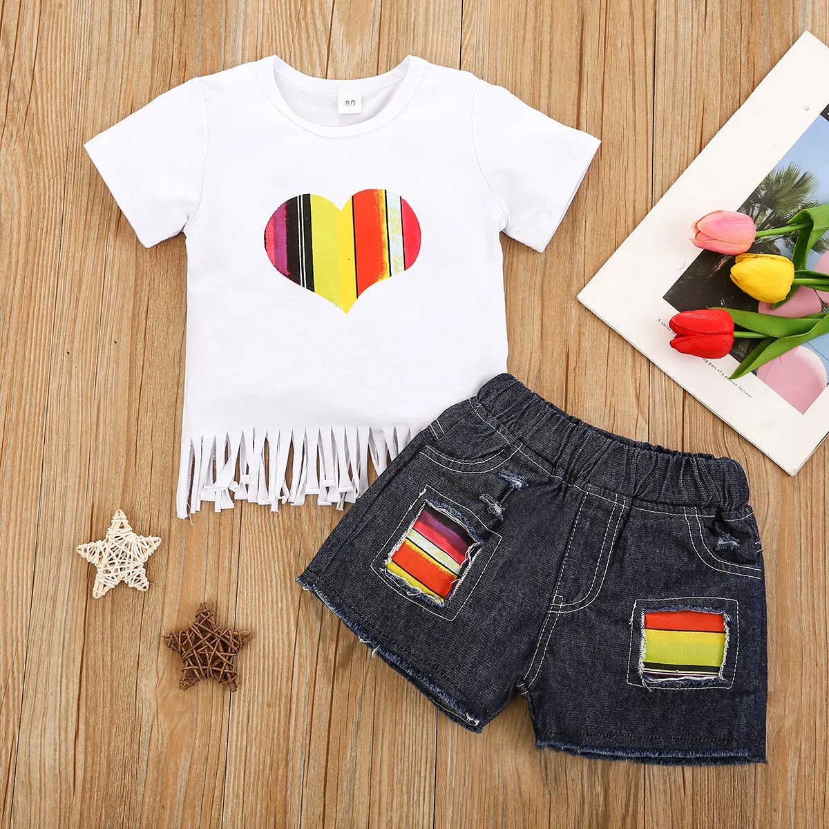 Summer Toddler Kid Baby Girl Clothes Sets tassels T shirts Denim Jeans Shorts Clothes Outfit, As image shown
Summer Toddler Kid Baby Girl Clothes Sets tassels T shirts Denim Jeans Shorts Clothes Outfit, As image shown