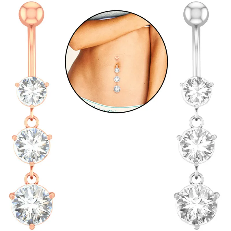 New style belly button ring creative triple round zircon umbilical button umbilical ring perforated jewelry
New style belly button ring creative triple round zircon umbilical button umbilical ring perforated jewelry