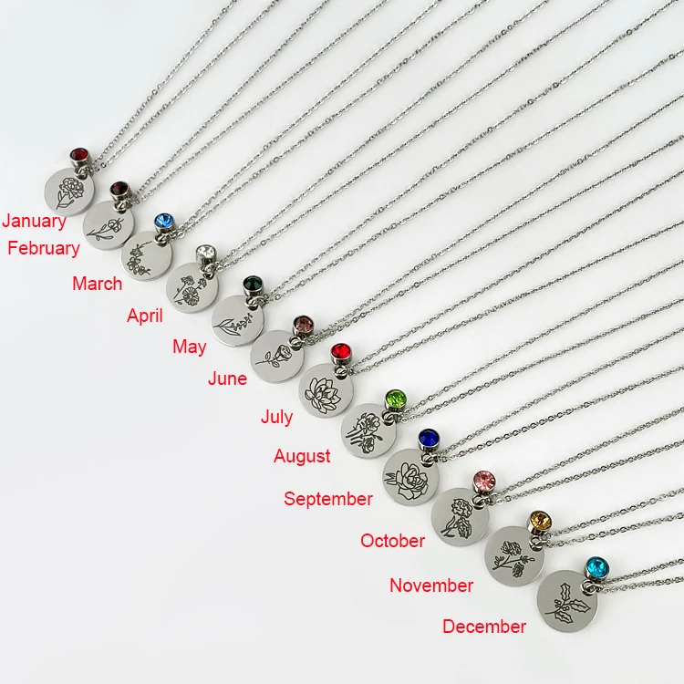 silver plated stainless steel personalized birth stone twelve birth month flower pendant necklace for women 2021 new design
silver plated stainless steel personalized birth stone twelve birth month flower pendant necklace for women 2021 new design
