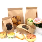 Bread Packaging Bag Cookie Bread Packaging Brown Kraft Paper Bag Iron Wire Sealed With Clear Window